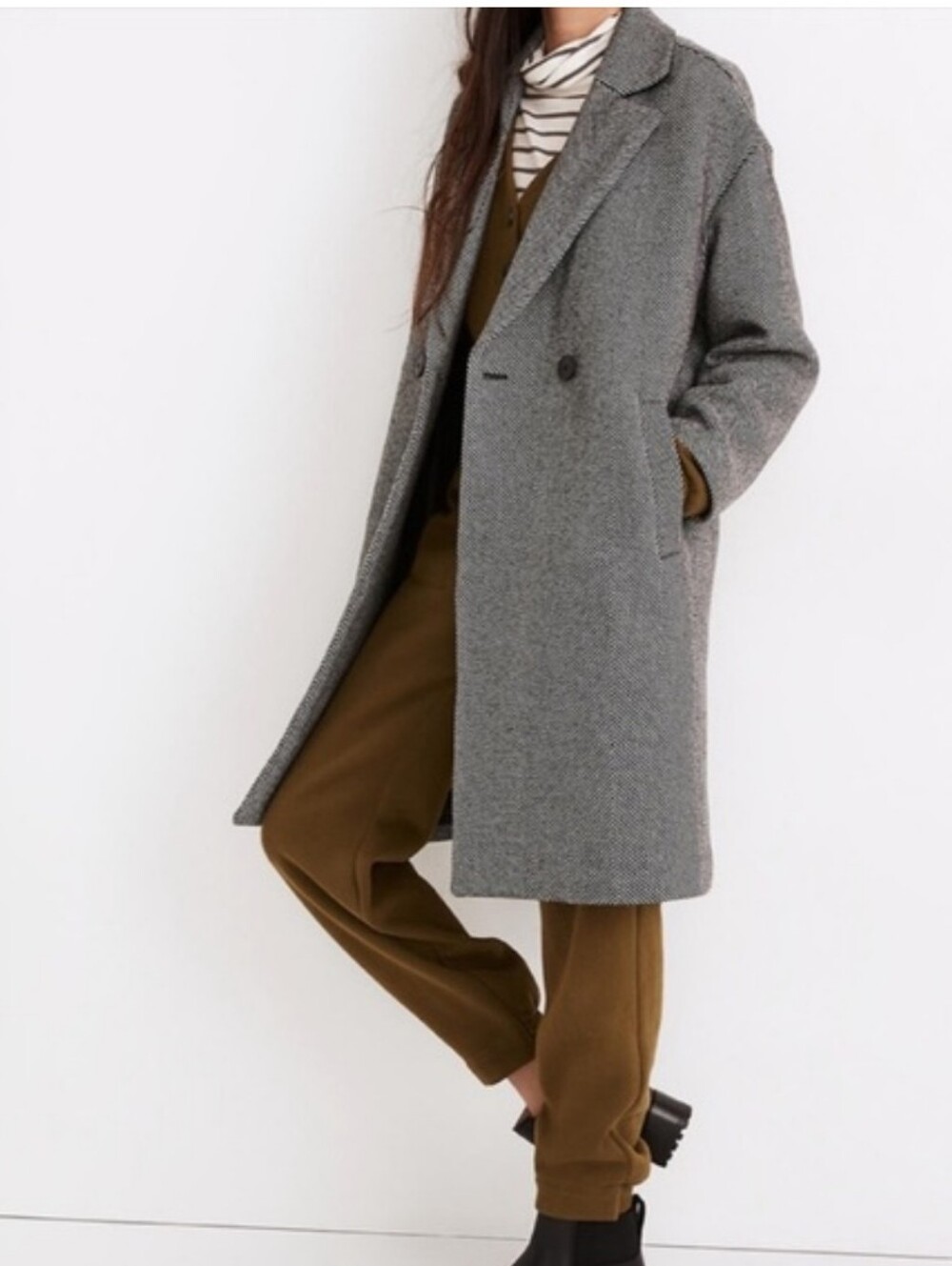 Madewell Averdon Herringbone Insuluxe Fabric Coat Timeless Old-Money Acedemia